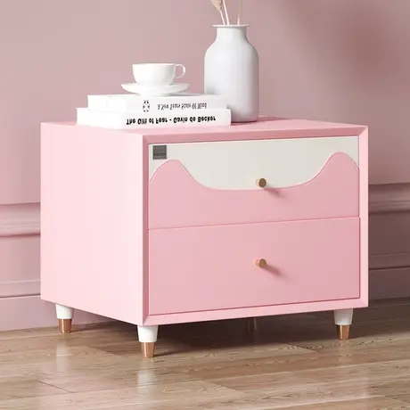 顾家家居儿童房卧室粉色简约可爱床头柜储物柜女孩公主房置物柜图片