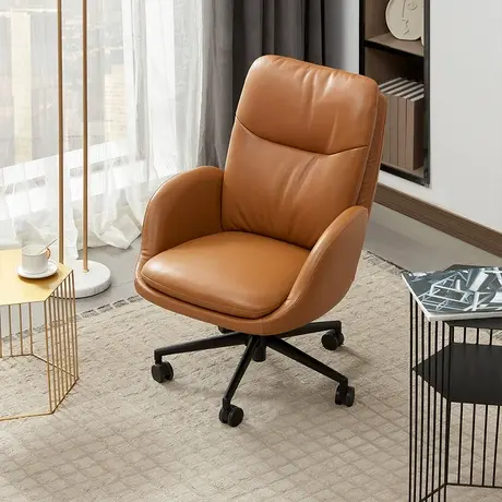 新品顾家家居现代简约家具进口头层牛皮沙发单人办公椅电脑椅Y001图片