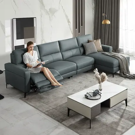 新品顾家家居现代轻奢沙发科技布电动功能沙发布艺客厅家具6030图片