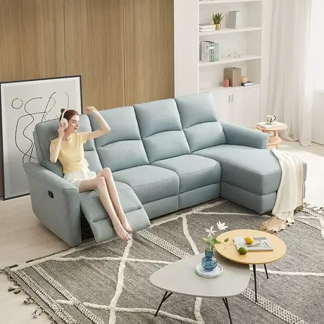 顾家家居科技布手动功能沙发客厅现代简约中小户型沙发床组合6035图片