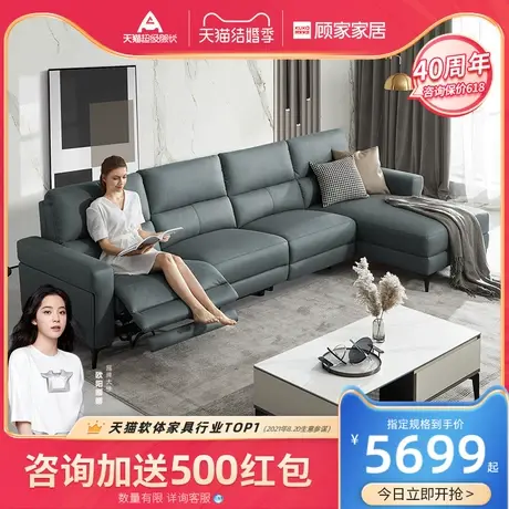新品顾家家居超纤科技布功能沙发小户型客厅现代轻奢电动沙发6030图片