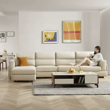 顾家家居简约现代布艺沙发小户型科技布可拆洗客厅家具组合2068图片