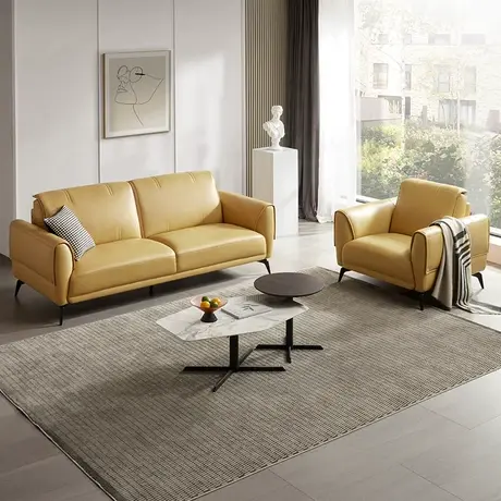 新品顾家家居意式真皮沙发现代欧式轻奢可充电沙发小户型家具1093图片