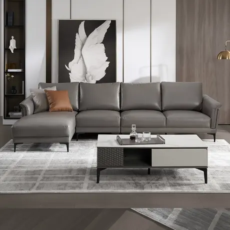 新品顾家家居意式真皮沙发客厅现代轻奢小户型欧式乳胶沙发1077图片