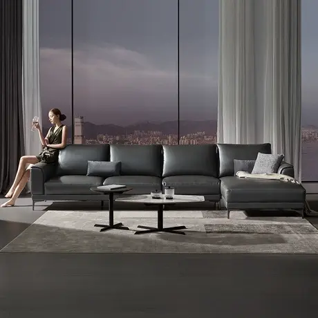 新品顾家家居意式真皮沙发客厅现代轻奢羽绒头层牛皮欧式沙发1078图片